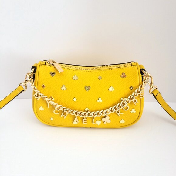 Michael Kors Carmela Small Embellished Convertible Crossbody Honey Handbag - Picture 2 of 7